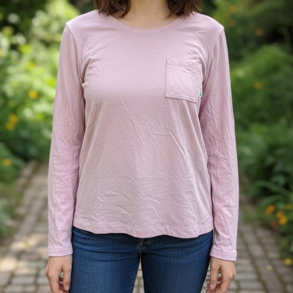 The North Face Womens Long Sleeve Pocket T-Shirt Mauve Pink Crew Neck 3764 - Picture 1 of 9